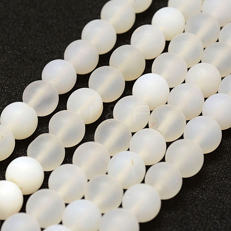 Frosted Natural White Agate Beads Strands X-G-F377-6mm-1