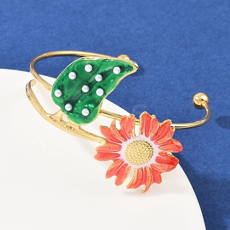 304 Stainless Steel Enamel Cuff Bangles for Women LS-BJEW-A049-02B-G-1
