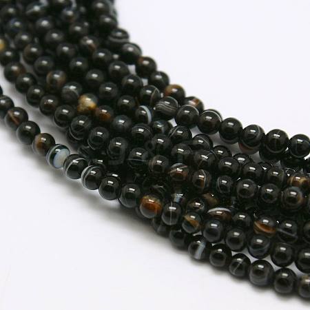 Natural Black Agate Bead Strands X-G-A130-3mm-K01-1