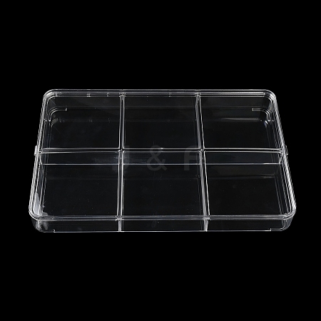 6 Grids Plastic Bead Containers with Cover CON-K002-03B-1