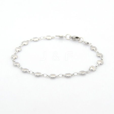 Tarnish Resistant Casual Style 304 Stainless Steel Flower Link Chain Bracelets STAS-O036-04P-1