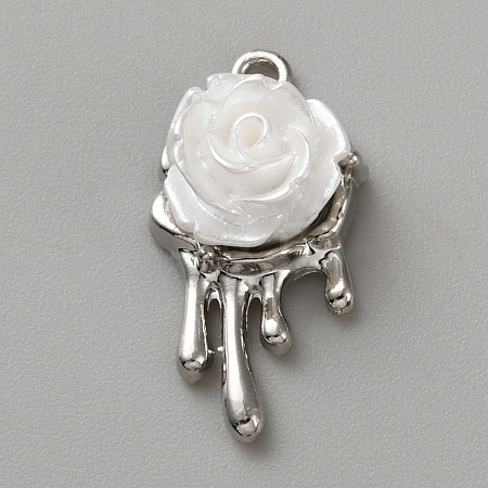 White Series Love Bow Alloy Acrylic Pendant PALLOY-WH0115-01P-06-1