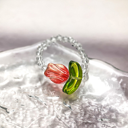 Handmade Lampwork Beaded Finger Rings WG8AEDA-01-1