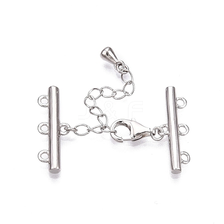 Anti-Tarnish Rhodium Plated 925 Sterling Silver Necklace Layering Clasps STER-N016-14P-1