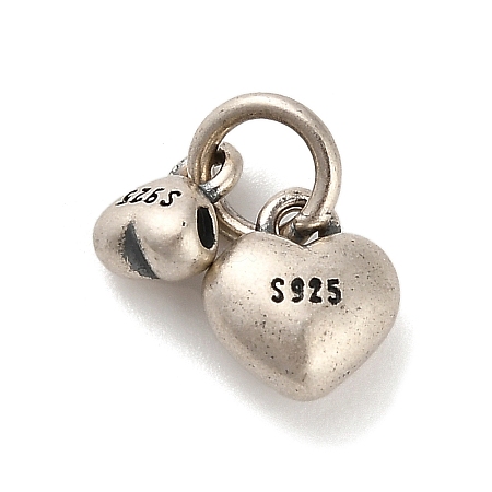 925 Sterling Silver Double Heart Charms FIND-Z069-03AS-1