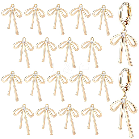 10 Pairs Brass Micro Pave Clear Cubic Zirconia Pendants KK-BC0015-29-1