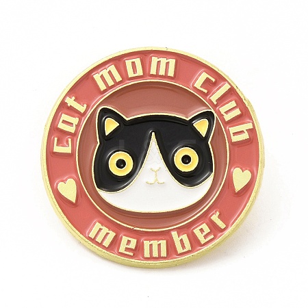 Cat with Word Enamel Pin JEWB-B005-03G-05-1