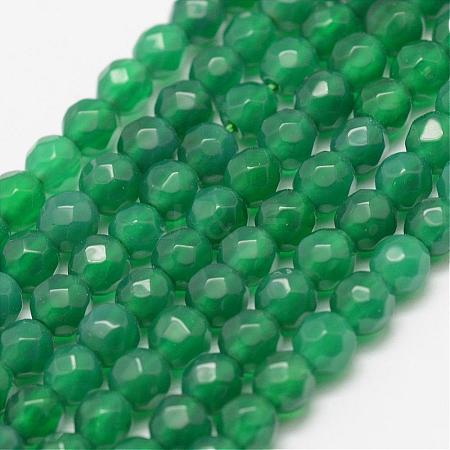 Faceted Natural Green Onyx Agate Beads Strands G-F447-6mm-C12-1