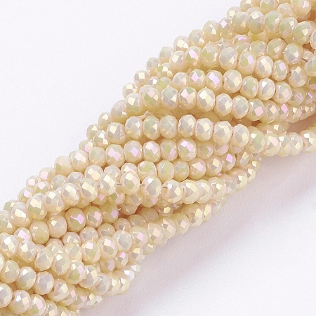 Electroplate Glass Beads Strands GLAA-F078-FR08-1