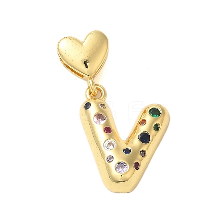 Rack Plating Brass Micro Pave Clear Cubic Zirconia Perdants KK-C067-12G-V-1