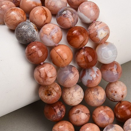 Natural Mexican Pink Agate Beads Strands GG-CBA07EB-A01-01-1