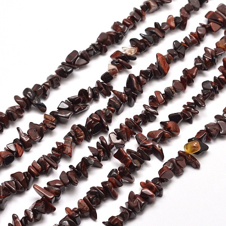 Natural Tiger Eye Chip Bead Strands G-M205-36-1