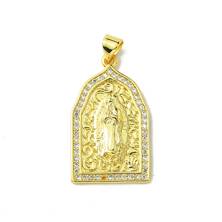 Real 18K Gold Plated Brass Micro Pave Clear Cubic Zirconia Pendants KK-H472-36B-G-1