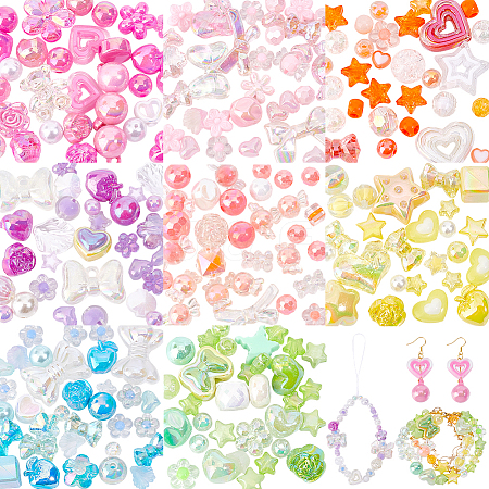 240Pcs 8 Colors Acrylic Beads MACR-PH0001-82-1