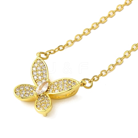 304 Stainless Steel Cubic Zirconia Pendant Necklaces NJEW-Q347-01B-1