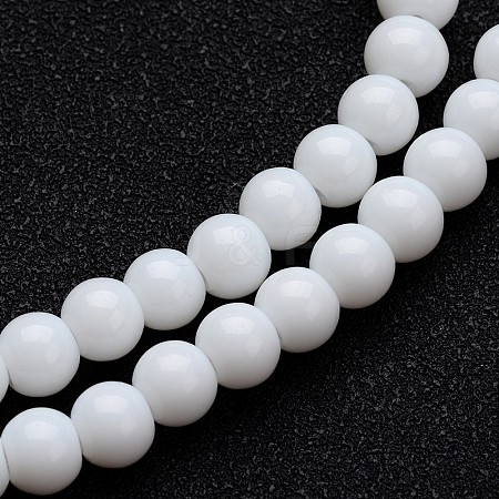 Opaque Color Glass Round Bead Strands GLAA-I026-6mm-02-1