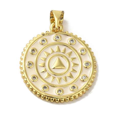 Brass Enamel Micro Pave Cubic Zirconia Pendants KK-Z042-24G-02-1