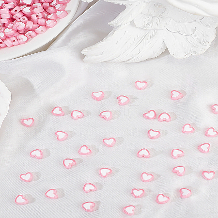 350pcs Heart Acrylic Beads TACR-LP0001-01-1