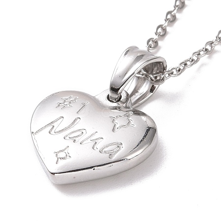 Non-Tarnish 304 Stainless Steel Heart with Word Nana Pendant Necklace for Women STAS-E154-13P-1