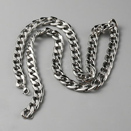 Titanium Steel Cuban Link Chain Necklace for Men Women NJEW-TAC0007-11-1