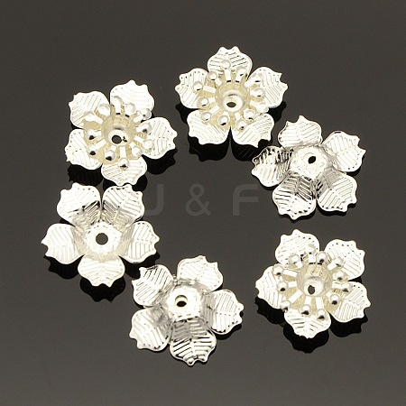 5-Petal Iron Flower Bead Caps X-KK-O016-08-1