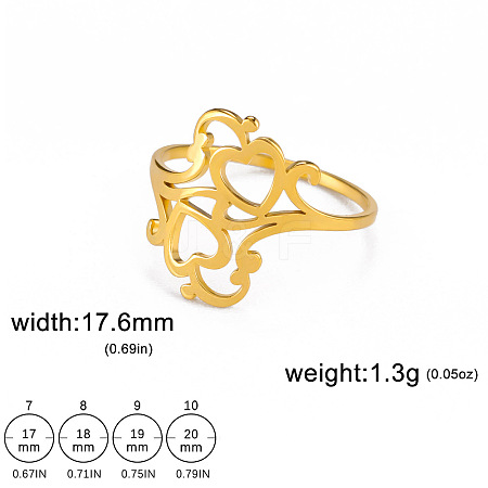 Hollow Out Heart 304 Stainless Steel Finger Rings FS-WGC4FA2-05-1