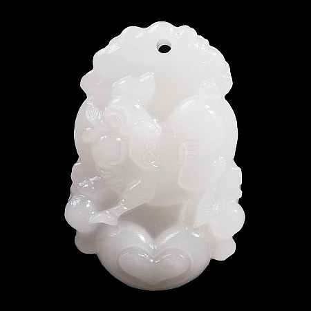 Natural White Jade Carved Pendants G-S384-01L-1