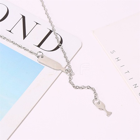 Alloy Cable Chain Wine Cup Pendant Y Necklaces for Women WG2C776-02-1