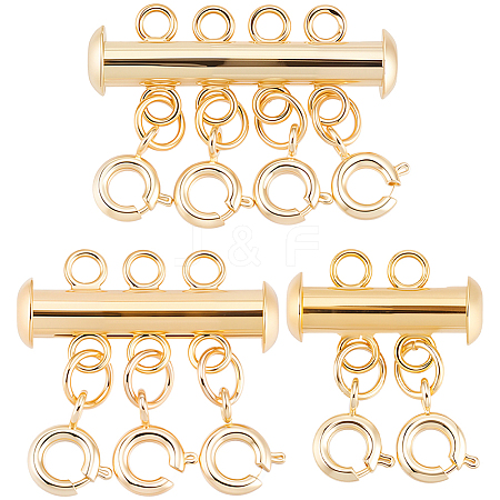 3Pcs 3 Styles Holes Brass Slide Lock Clasps KK-BBC0027-60-1