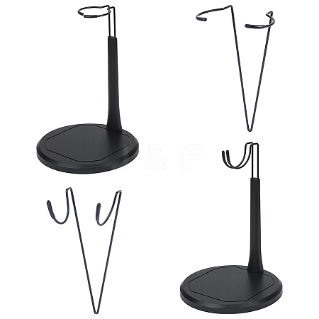 Adjustable Iron Doll Stands with Plastic Base ODIS-WH0331-18-1