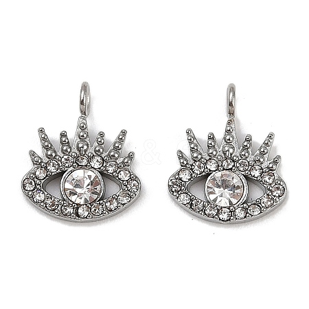 304 Stainless Steel Micro Pave Cubic Zirconia Charms STAS-K302-01B-P-1