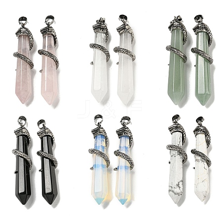 Natural & Synthetic Gemstone Pointed Big Pendants G-F766-07AS-1