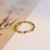 Natural Rainbow Tourmaline Round Beaded Finger Rings WGDC3AE-03-3