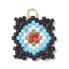 Handmade Glass Seed Beaded  Window Lattice Pattern Shape Pendants PALLOY-MZ00929-2