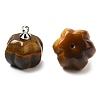 Natural Tiger Eye Pumpkin Charms with Platinum Tone Brass Bails G-C158-06P-01-2