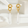 Vintage Long Teardrop Stainless Steel Imitation Pearl Stud Earrings BM9992-2