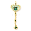 Heart Real 18K Gold Plated Rack Plating Brass Micro Pave Cubic Zirconia Pendants KK-S396-09D-1