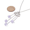 201 Stainless Steel Cloud with Glass Tassel Pendant Necklace for Women  NJEW-JN04274-5