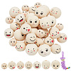   34Pcs 4 Styles Round Printed Wood Beads WOOD-PH0002-62-1