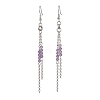 Round 304 Stainless Steel Natural Amethyst Dangle Earrings EJEW-JE06783-01-3