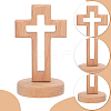 Wood Cross Figurines Ornaments DJEW-WH0016-75-3