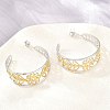 304 Stainless Steel Flower with Leaf Stud Earrings for Women SA-CBA45D5-30GP-1