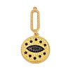 Brass Micro Pave Cubic Zirconia Black Evil Eye Pendants KK-U058-42G-1