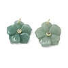 Brass & Natural Green Aventurine & Cubic Zirconia Pendants GG-CBAD360-18G-02-1