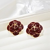 Brass Flower Stud Earrings LS-EJEW-A121-20G-1
