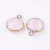 Golden Tone Brass Glass Flat Round Charms GLAA-M003-B-03G-2