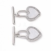 Brass Micro Pave Clear Cubic Zirconia with Shell Toggle Clasps KK-E068-VC169-2
