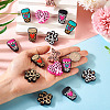 16Pcs 8 Styles Leopard Print Pattern Silicone Focal Beads SIL-TA0002-69-6