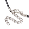 Evil Eye Glass Seed Beads Pendant Imitation Leather Cord Necklaces for Women NJEW-MZ00049-5