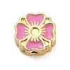 Flower Brass Enamel Bead Rhinestone Settings KK-H527-01G-03-1
